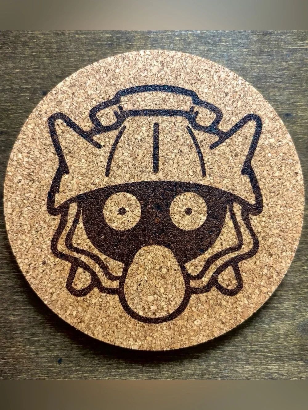 Pokemon Shellder Face Laser Engraved Cork Coaster